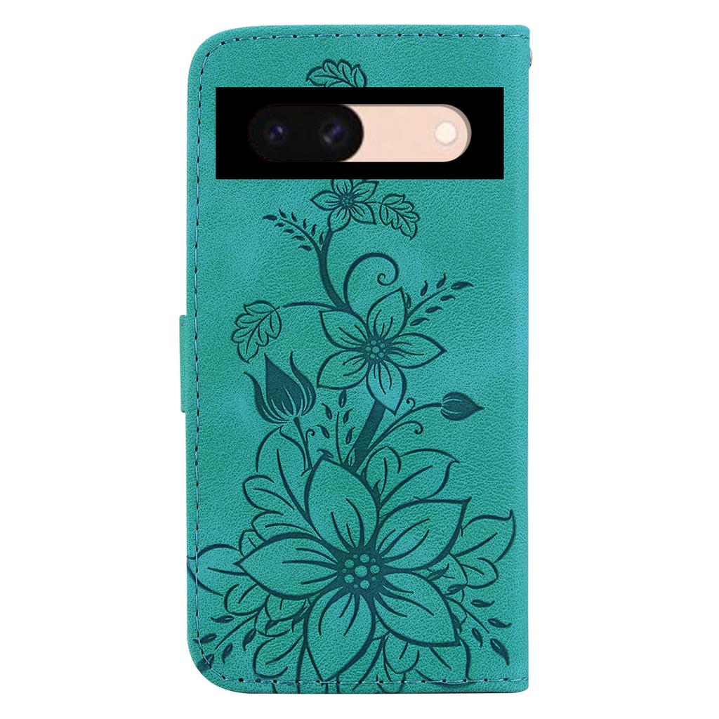 For Google Pixel 8a Case Flower Imprint Leather Foldable Stand Phone Wallet Cover