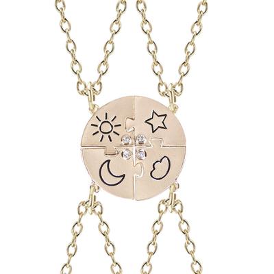 4 Pezzi Collana con Ciondolo Rotondo Sole Stella Luna Migliori Amici Per Sempre Amicizia Bff Uomini e Donne Charm Choker 2023