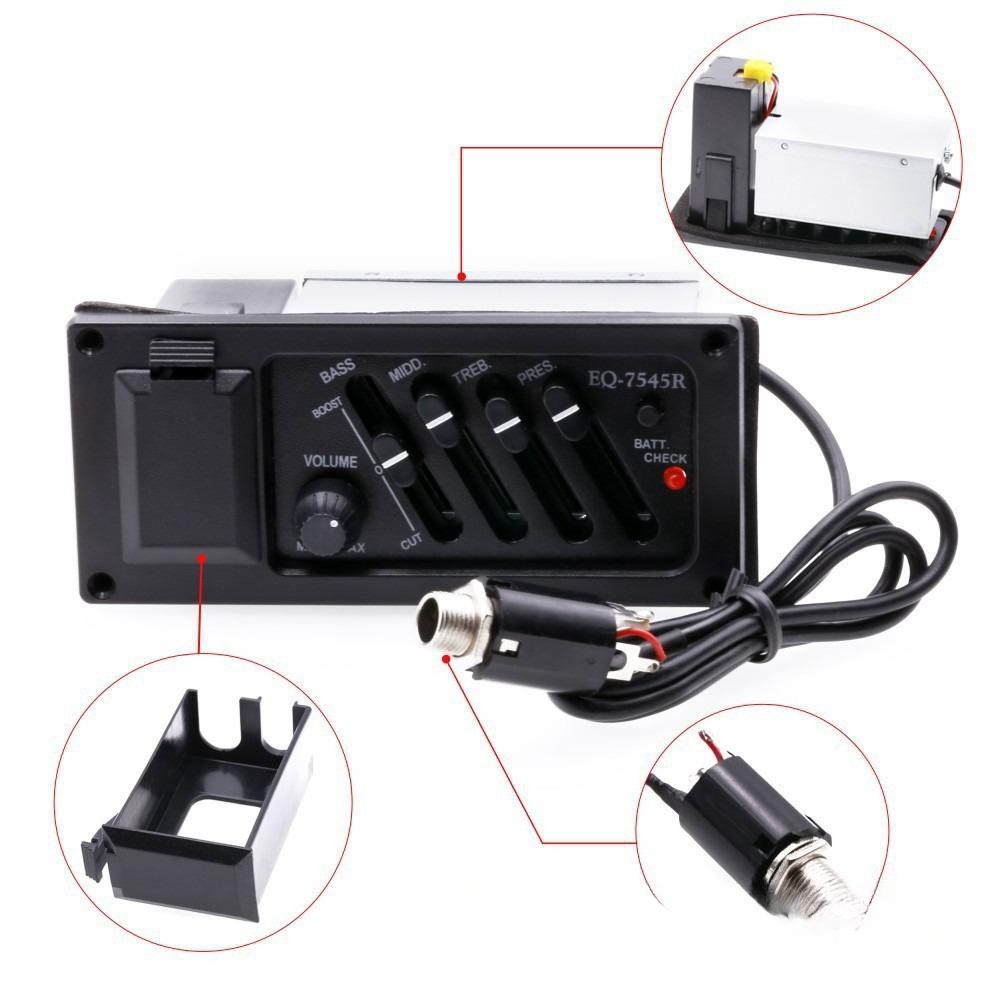 Akustik-, Folk- und Klassikgitarren-EQ-Tonabnehmer Akustisch-elektrische Gitarren-Tonabnehmer EQ 7545R Gitarren-Tonabnehmer