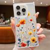 Frosted Square Transparent Phone Case for iPhone 16 Pro 15 14 Plus 13 12 Pro Max 11 Tree Leaves Floral Pattern Tpu Soft Shockproof Slim Cover
