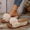 New Women Wedges Slippers Fashion Flower Slippers Women 2025 Summer Beach Platform Sandals Outdoor High Heels Shoes Slides Women