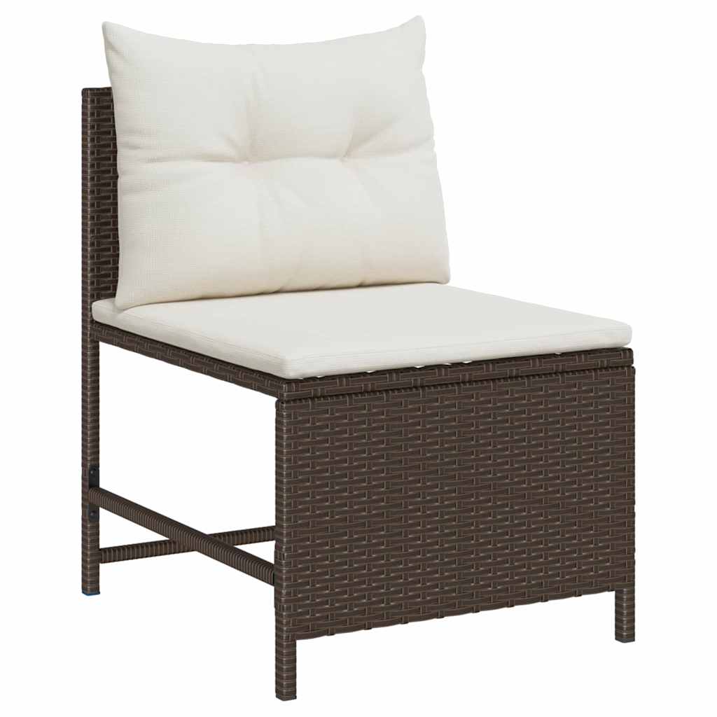 Garden Sofa Set with Cushions 6 pcs Brown and Cream Poly Rattan