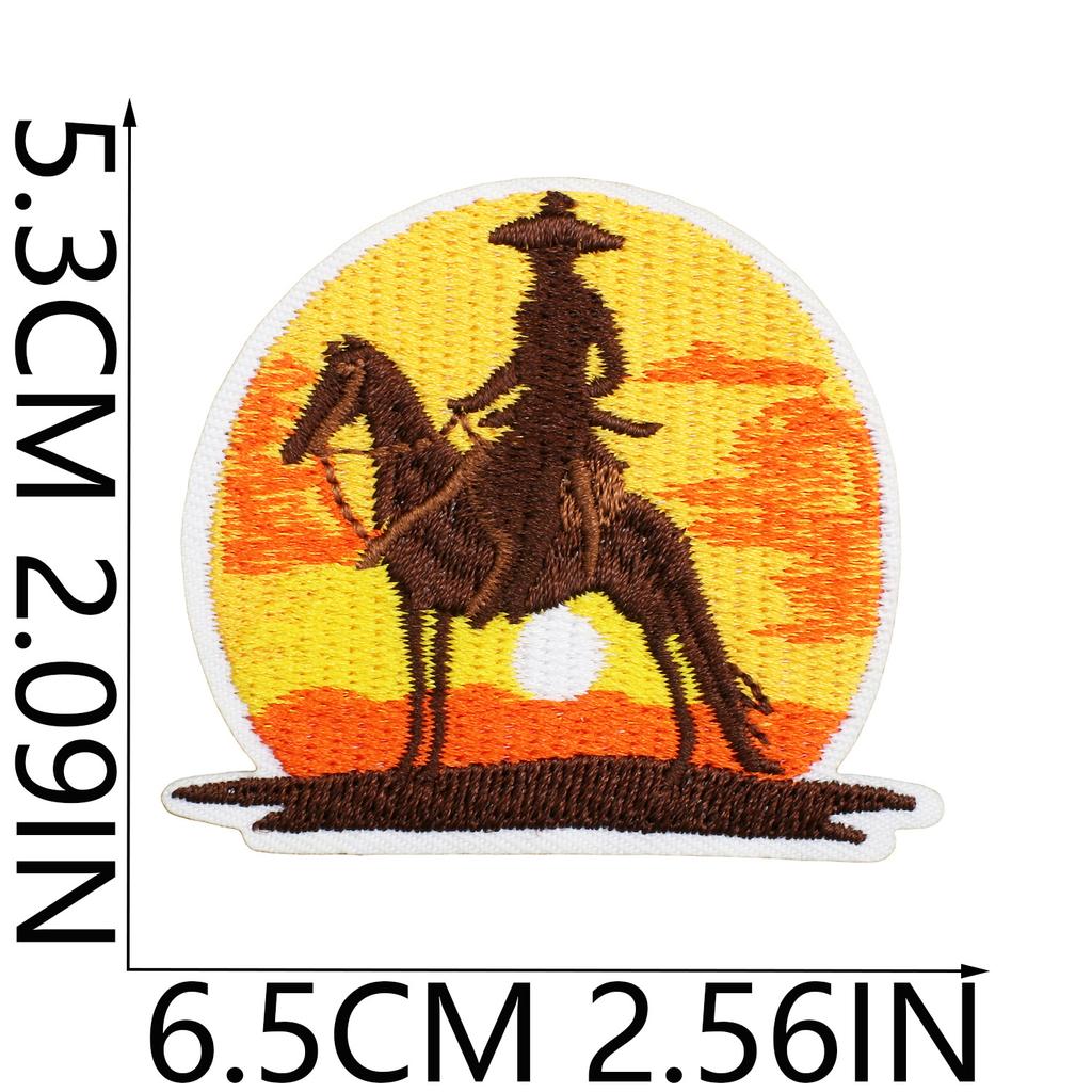 52 Pezzi Stoffa Ricamata Mista Tema Western Denim Adesivo Stile Punk Teschio Patch Adesivo Decorazione Vestiti Cactus