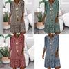 Summer Womens 3d Printed Polyester Vneck Midi Dress With Short Sleeves For Casual Wear