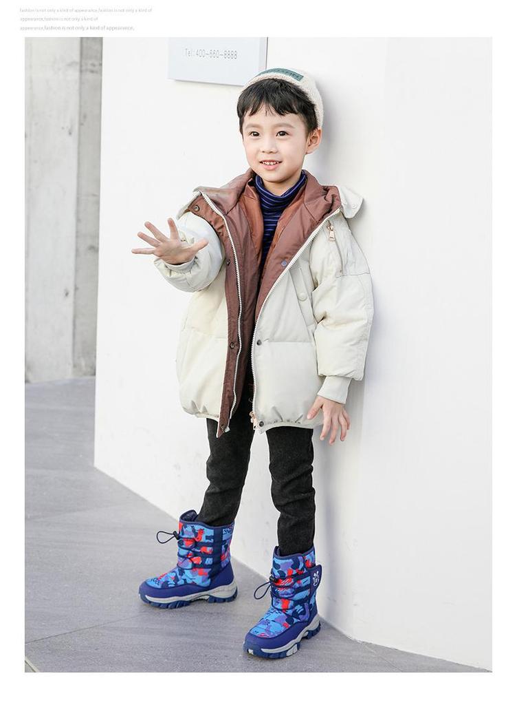 Bobodou Girls' High-Top Snow Boots - Non-Slip, Velvet-Lined, Thickened Winter Cotton Shoes 2025