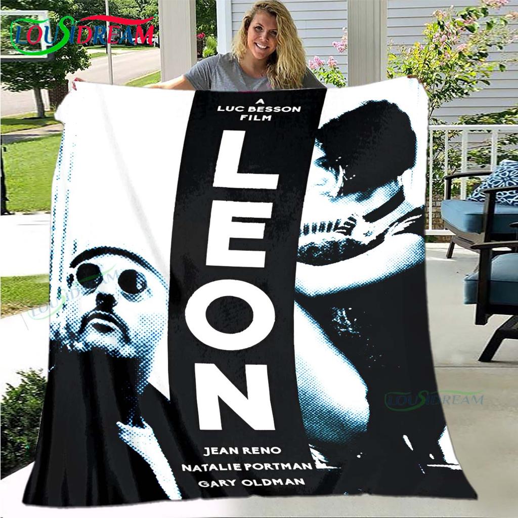 Hot Famous Movies Leon Jean Pattern Blanket Flannel Thin Blanket Portable Home Travel Office Lunch Break Blanket Birthday Gift