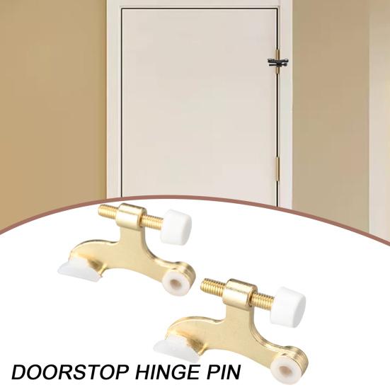 2Pcs Door Stopper Satin Nickel Adjustable Easy-installation with White Rubber Bumper Tips Durable Hinge Pin Door Stop