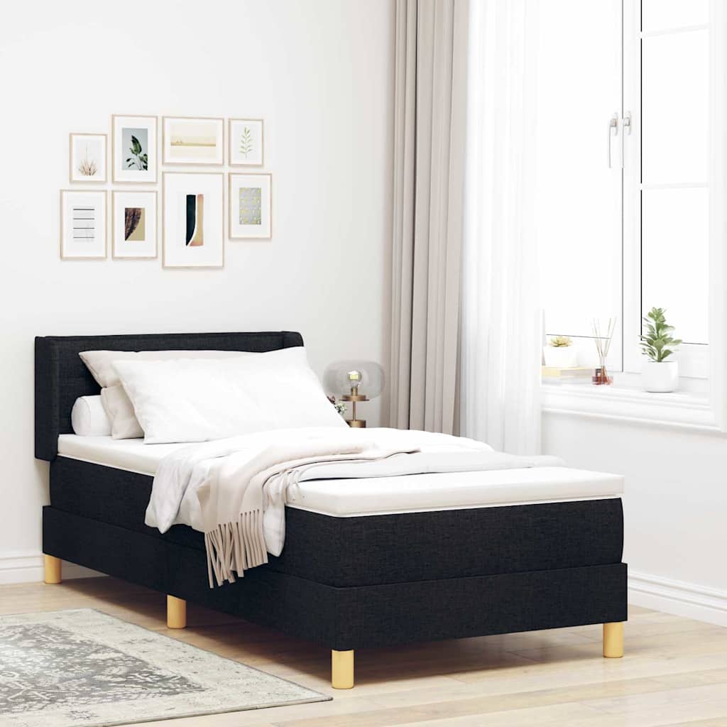 Box Spring Bed with Mattress Black 200 x 90 cm Fabric