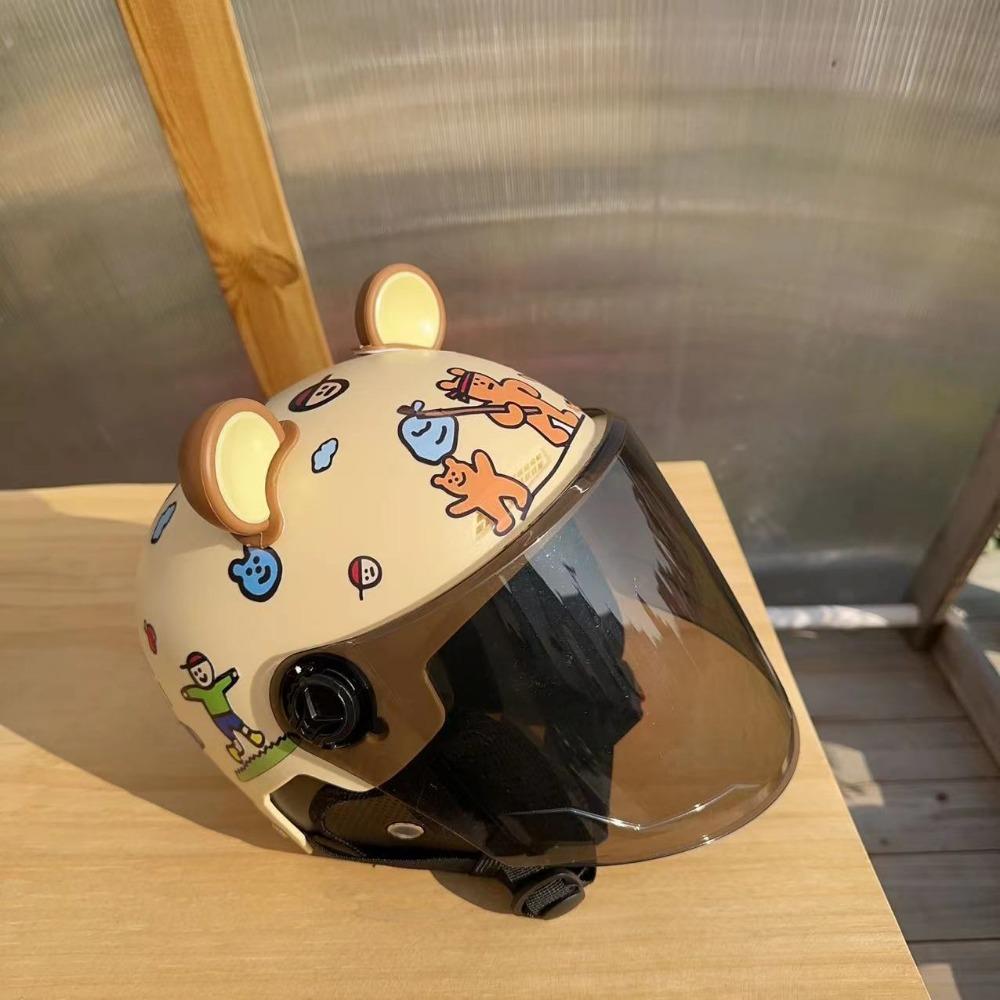 Battery Car Helmet Male and Female Student Cartoon Couple Four Seasons Universal Safety Hat National Standard Winter Ear Protection Half Helmet