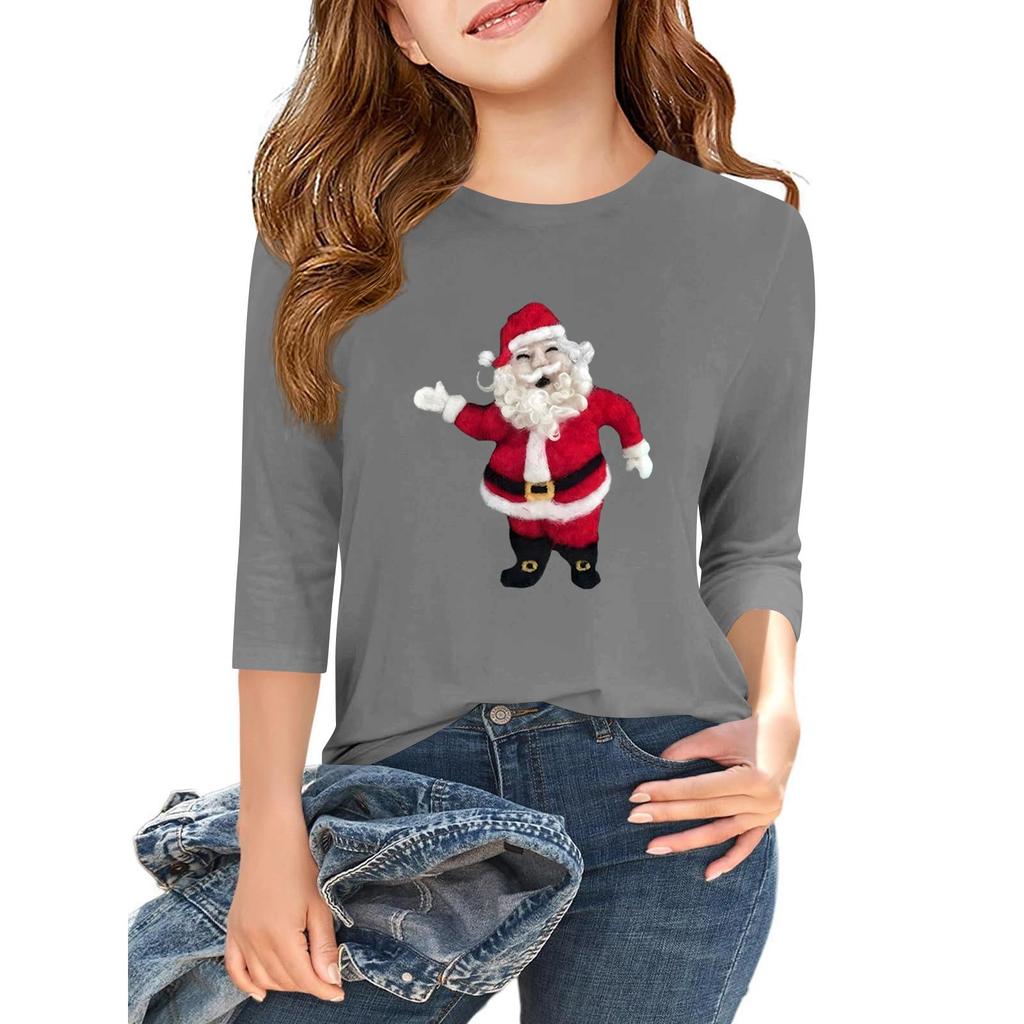 Children's 3/4 Sleeve Independence Day Printed Round Neck Casual T-shirt