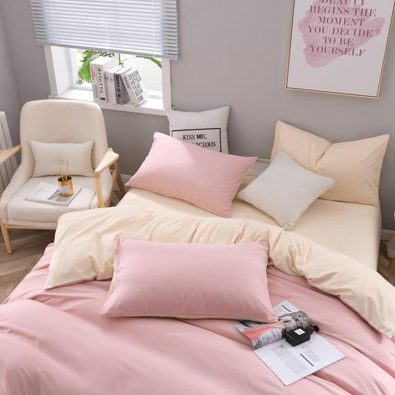 Soft Brushed Microfiber Bedding Set 4PCS Solid Color Minimalist Nordic Style Queen King Size