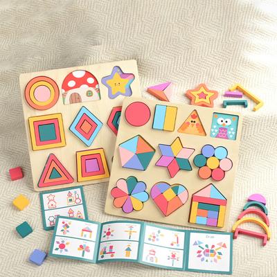 Montessori Geometryczne Kształty Tablica Poznawcza Puzzle Drewniane Klocki do Dopasowywania Kształtów Pomoc Dydaktyczna do Matematyki Zabawki Edukacyjne Dla Dzieci