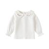 Cocapsol Baby Girl Doll Collar Long Sleeve White T-Shirt - Pure Cotton Base Layer for Spring and Autumn