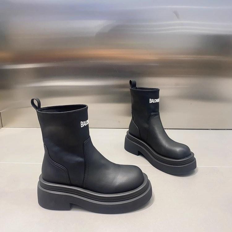 Letters But Knee Medium-high Boots for Women, New Thick-soled and Thin Rear Zipper Chimney Boots In Autumn and Winter