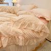 3/4Pc Korean Princess Style Floral Ruffles Bedding Set Single Queen Size Soft Skin-friendly Washed Cotton Duvet Cover Pillowcase