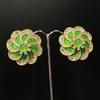 Medieval Earrings Vintage Court Style Drop Glaze Enamel Color Camellia Stud Earrings Plated 24k Gold
