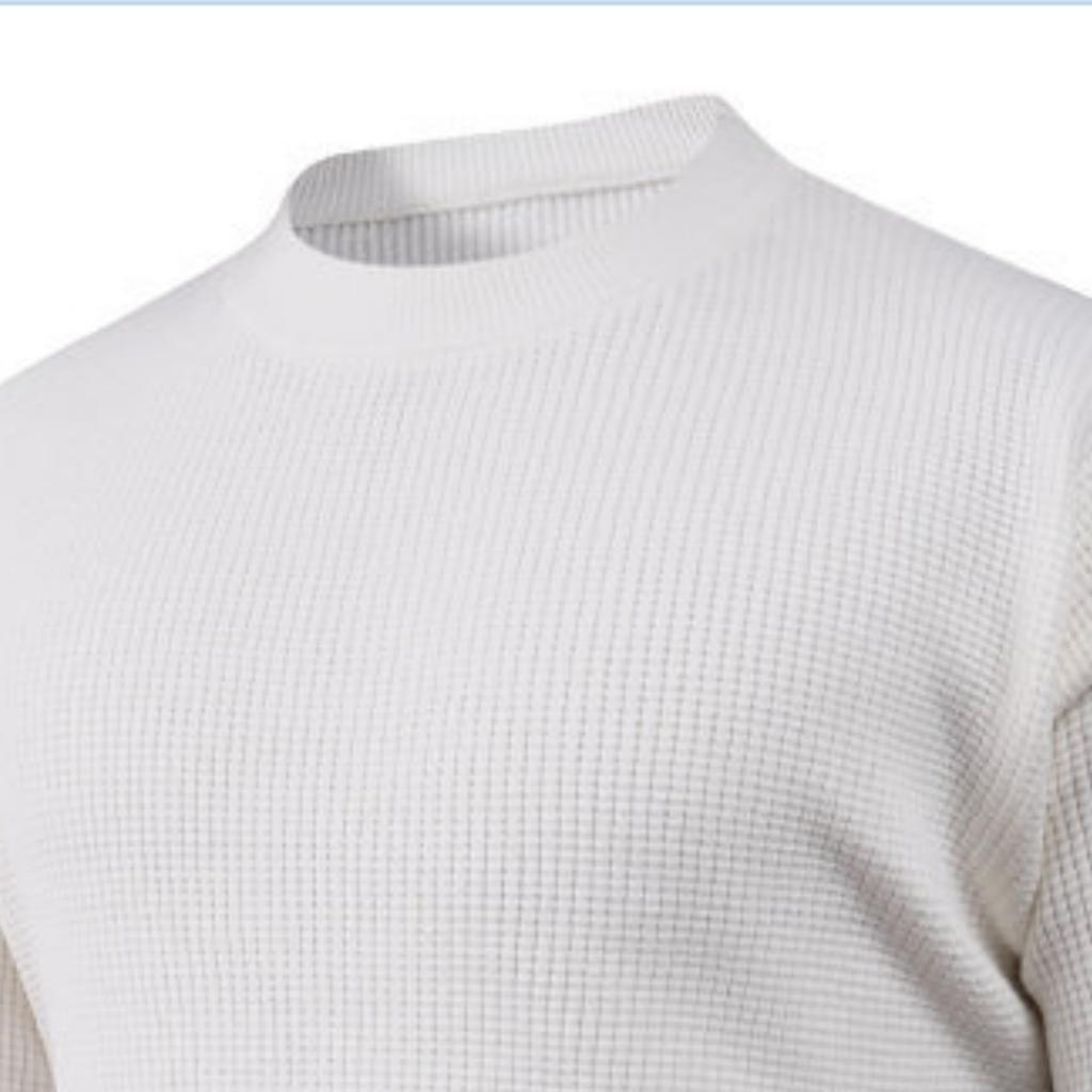 Herregenser for fritid og mote, langermet strikket topp med rund hals og lite rutemønster