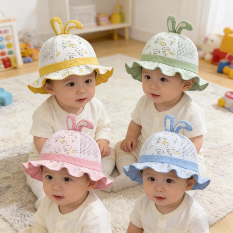 Baby Spring Summer Cotton Bunny Farmer Hat With Sun Protection For Toddlers