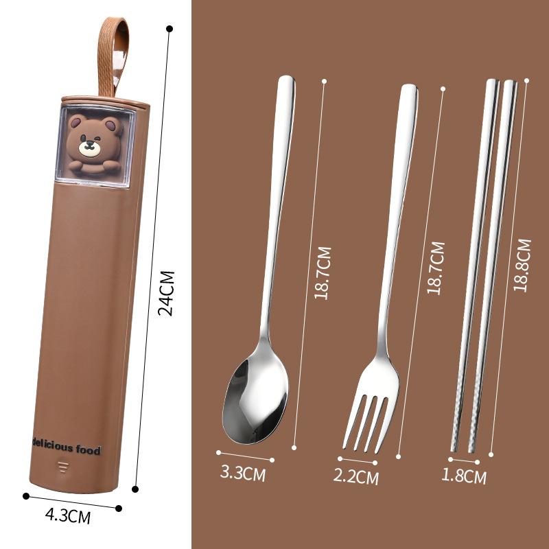 Tragbares Outdoor-Camping Studenten Löffel Essstäbchen Geschirrset