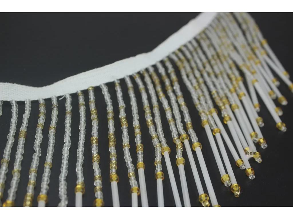 Handmade Beaded Long Tube Curtain Lace - 11cm Performance Dance Costume Accessory