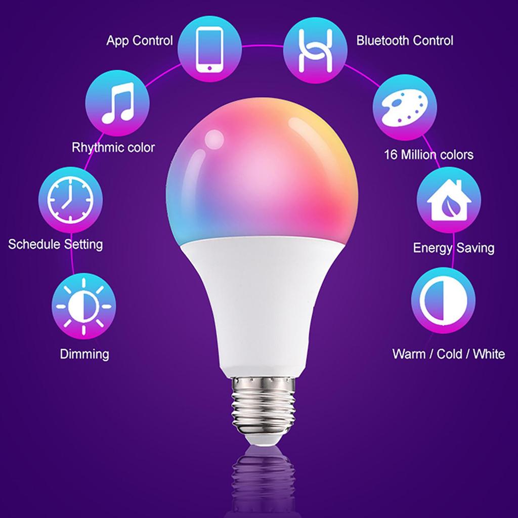 A60 10W 1pc /2pcs/4pcs Smart Light Bulbs Remote Control Music Sync WiFi Light Bulbs Household Lighting Lamp For Home Party
