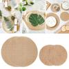10Pcs Round Linen Jute Burlap Table Placemat Table Mat Dinner Table Tea Cup Plates Mat Home Wedding Birthday Party DIY Decor