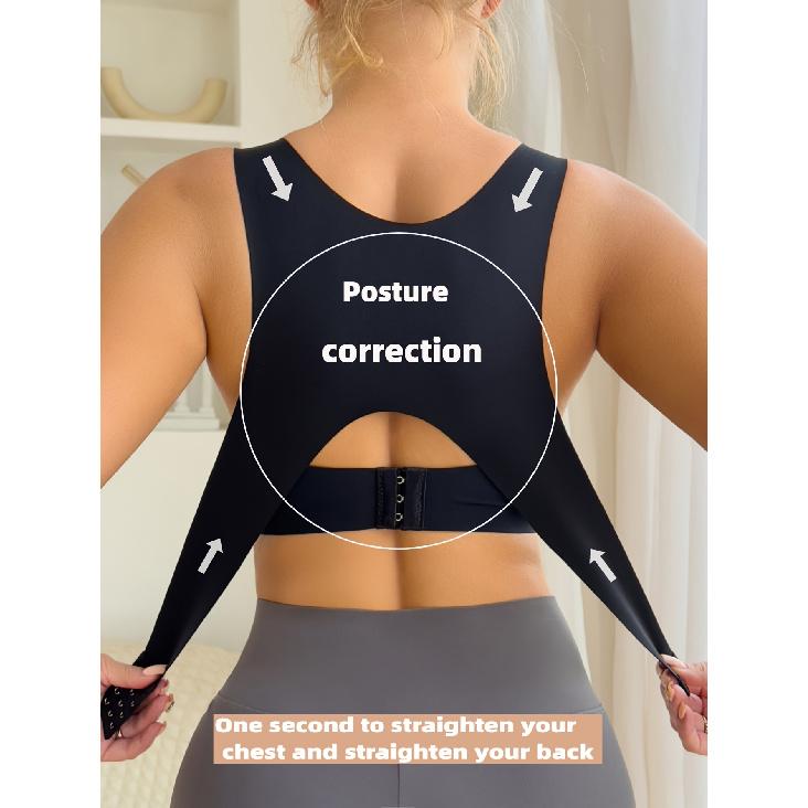 Women's posture-correcting push-up bra Seamless, wire-free design with removable chest pads provides better back support. The wire-free, elegant