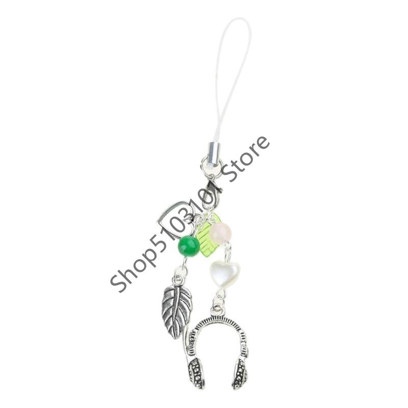 X6HE Bear Wing Headphone Charm Pendant Chain Phone Straps Pocket Keychain Strap