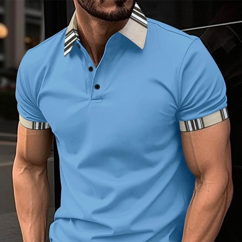 Summer Lapel POLO Shirt with Button Pocket Men's Sports Polo Shirt
