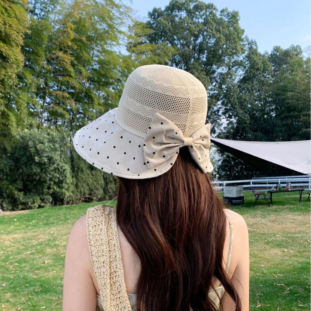 Fashionable Versatile Bow Fisherman Hat For Women, Summer Outdoor Casual Sunshade Hat, Face-Enhancing Little Sun Hat