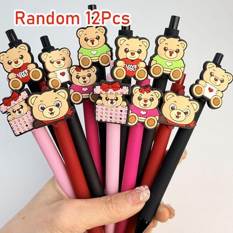 

10pcs Creative Ballpoint Pen, Bear Theme Pattern Patch Pen, learning Office Special Stationery Ballpoint Pen Gift Random style 10Pcs