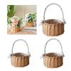 Rattan Storage Basket with Handles Lace Bow Decor Wedding Flower Girl Gifts