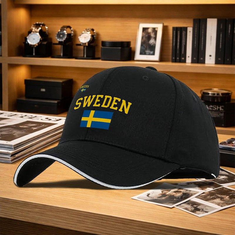 Swedish Flag Adjustable Unisex Baseball Cap Trendy Printed Duckbill Hat For Fishing Golf Camping Hiking