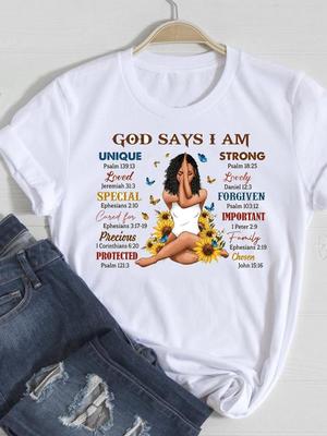 (Asian Size) Faith Flower Trend 90s Women Tee Top Clothing Casual Short Sleeve Fashion Print Lady Tshirt Female Graphic T-shirts