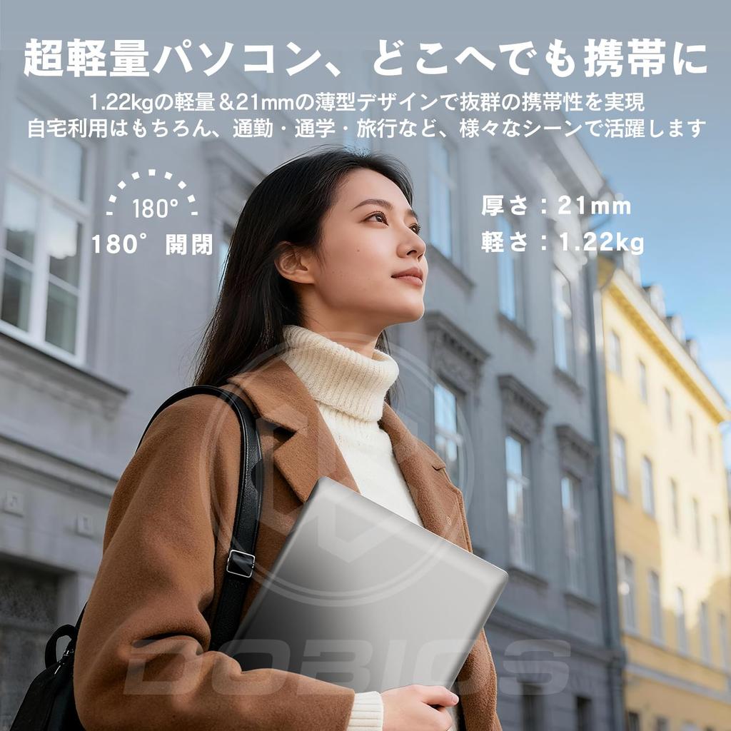Dobios Laptop with Windows 11 and Office Opening IPS Lightweight and Thin PC USB 5G Bluetooth Keyboard Film Wireless Mouse Japanese Ideal for Online