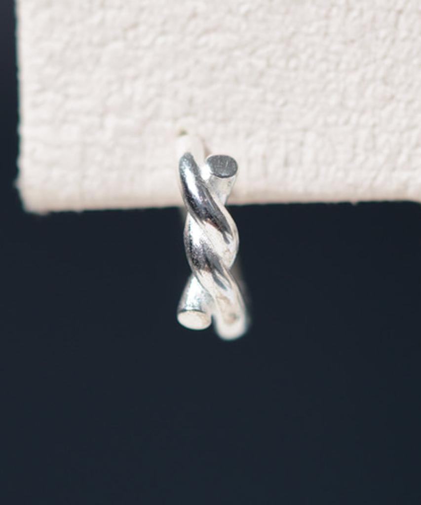 Alleun Silver 925 Twisted Mini One-Touch Ring Earrings