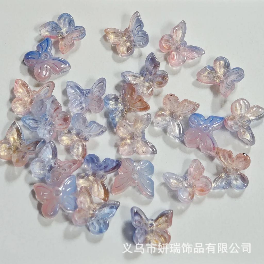 DW50 11mm 50 Stück/Los Schmetterling Farbverlauf Form Glasperlen Exquisite Perlen DIY Handgemachtes Armband Schmuck Material Zubehör