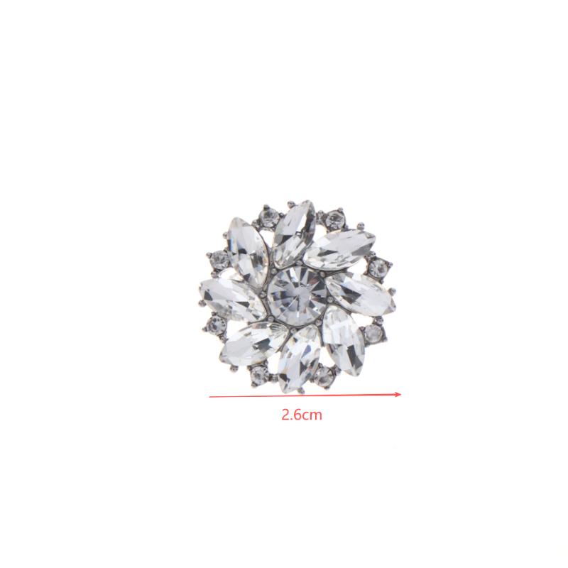 2/4Pcs Sparkling Rhinestone Flower Shaped Metal Button Suitable For Decorative Buttons On Clothing