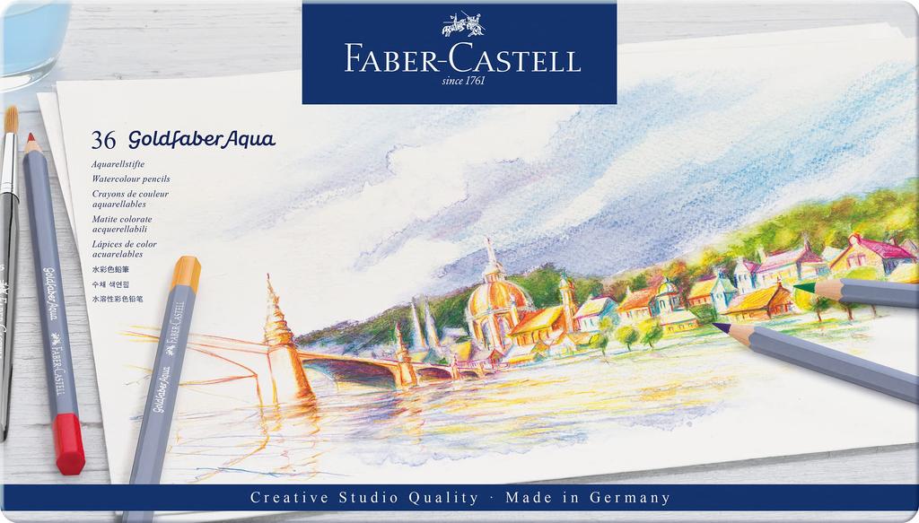 Goldfaber Aqua Watercolor Pencil 36 Colors In a 114636 Faber-Castell Set, Tin,