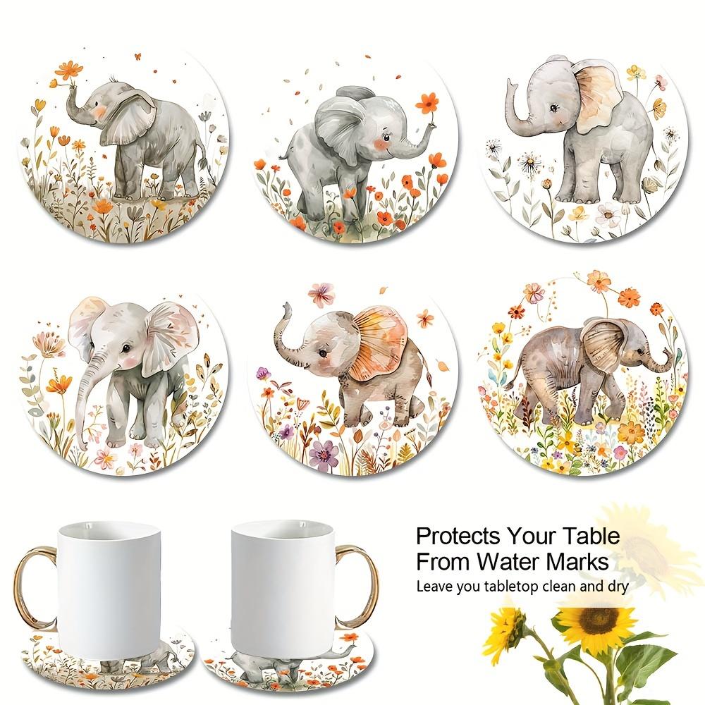 

1 set of 6 wooden coasters watercolor illustration style flower and bird figure fresh elegant unique natural atmosphere wooden c білий