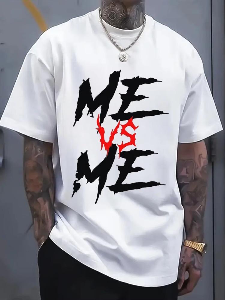 

Pure Cotton Crew Neck Short-sleeved T-shirt for Men with Creative Prints Simple Soft and Comfortable, Suitable for Everyday Wear S разноцветный