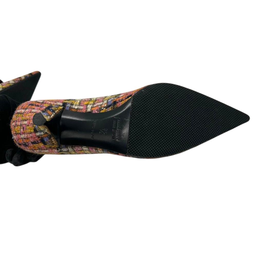 Używane czółenka MIUMIUczółenka wielokolorowe/bordowe bawełna/skóra Kobiety