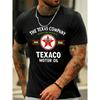 T-shirt grafica Texaco olio motore vintage da uomo, classica maglietta in cotone a maniche corte con girocollo, con stampa logo petrolifero retrò per streetwear casual