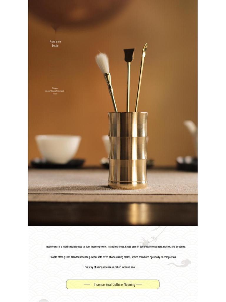 Kodo Set: Brass Ash Press Incense Burner & Pure Incense Powder with Dazuan Seal Mold for Home Use