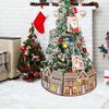 Gingerbread House Christmas Tree Skirt with LED Lights Christmas Tree Stand Base Cover for Holiday Party Home Decoration