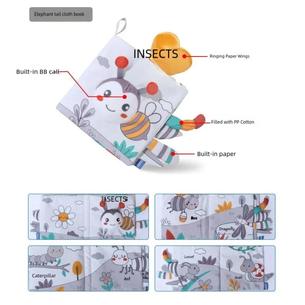 Cărți moi pentru bebeluși, 3D Touch Feel, carte din pânză cu contrast ridicat, jucării pentru cărucior senzorial Montessori pentru învățare timpurie, cadouri pentru copii mici