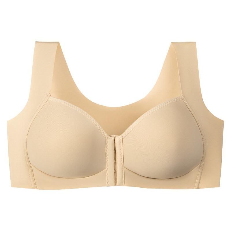 

Женский тонкий спортивный бюстгальтер большого размера с кружевом, бесшовный, с красивой спинкой, на пуговицах спереди, без косточек, с эффектом пуш-ап 50/115D телесный