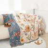 Floral Towel Blanket With Tassels, Sofa Cover Blanket, Bedspread, Four-Layer Gauze Cotton, 200*230 Cm, 1500 G, High Quality Pad