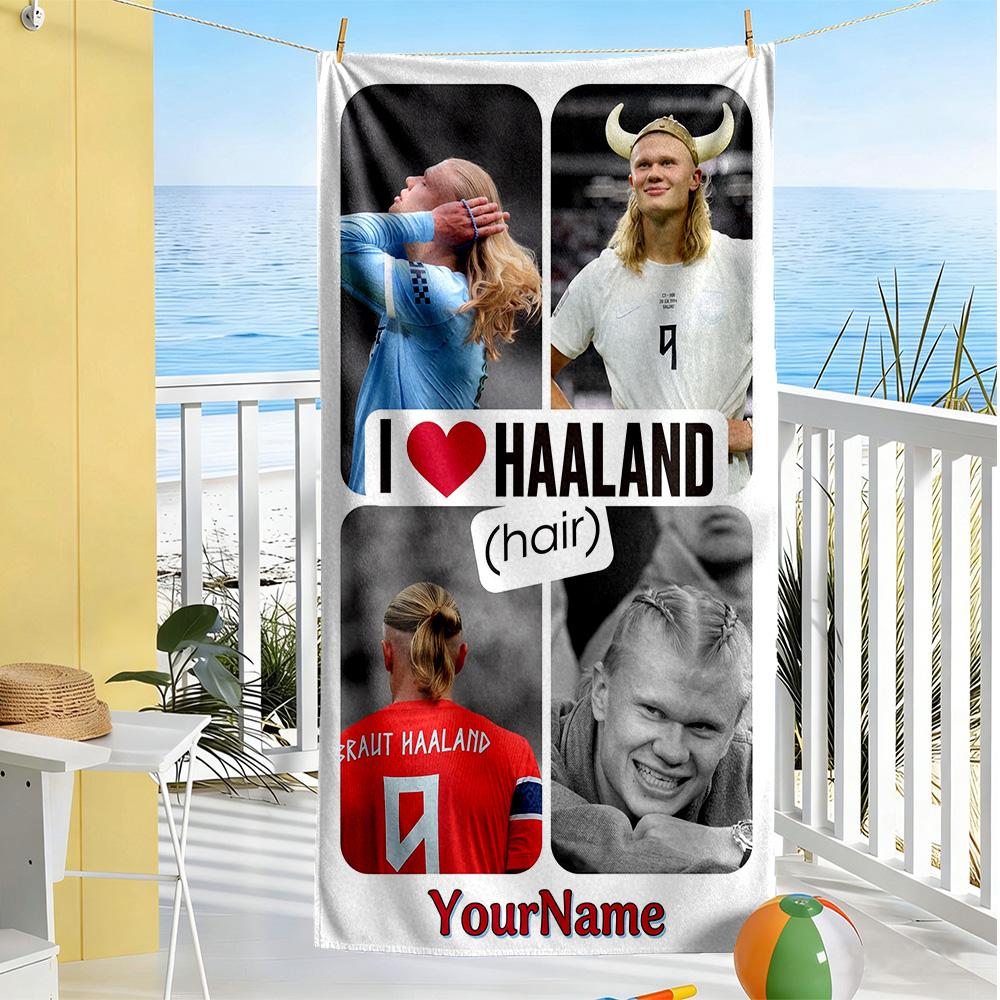 Haaland Customize Your Name Beach Towel Soft Durable Quick-Dry For Beach Bathroom Outdoor Swimming Pool Camping Picnic Yoga Diving Vacation Accessorie