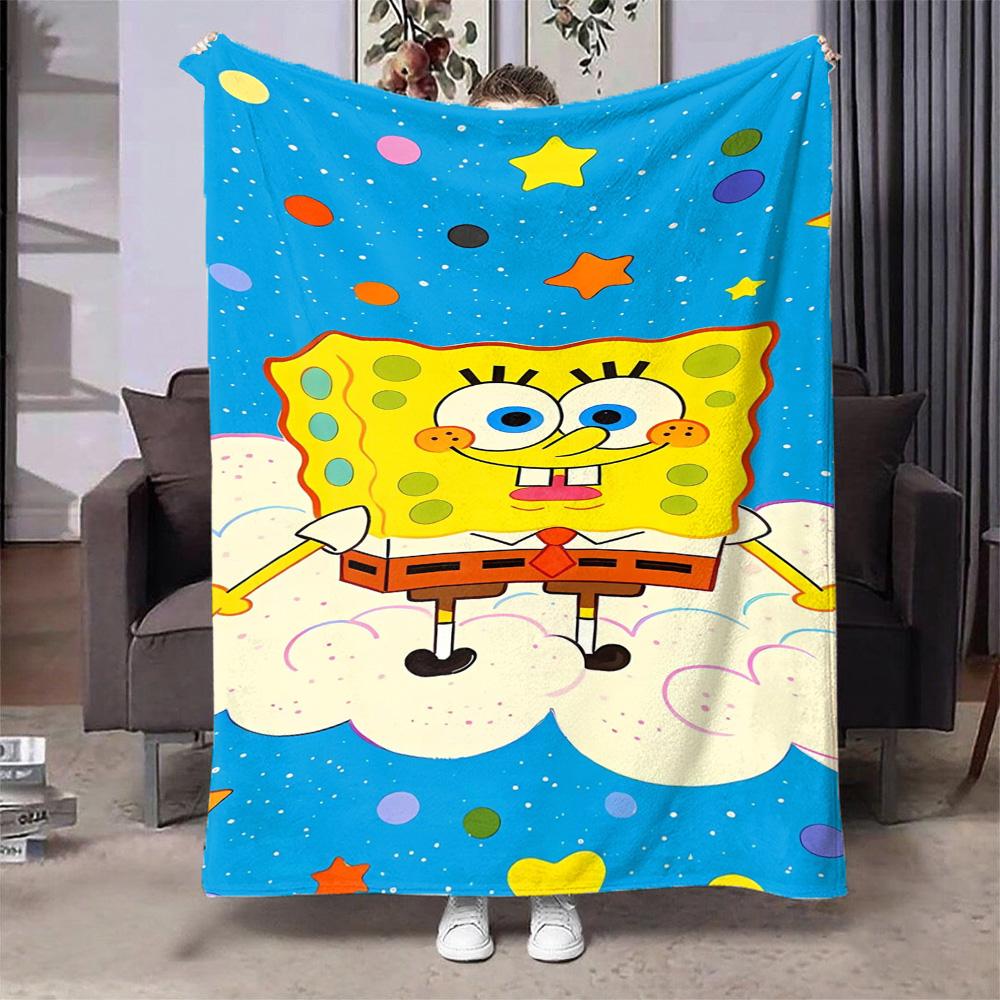 Kawaii S-SpongeBob Home and Decoration Double Bed Blankets for Beds Sofa Blanket Christmas Summer Comforter Camping Anime Picnic